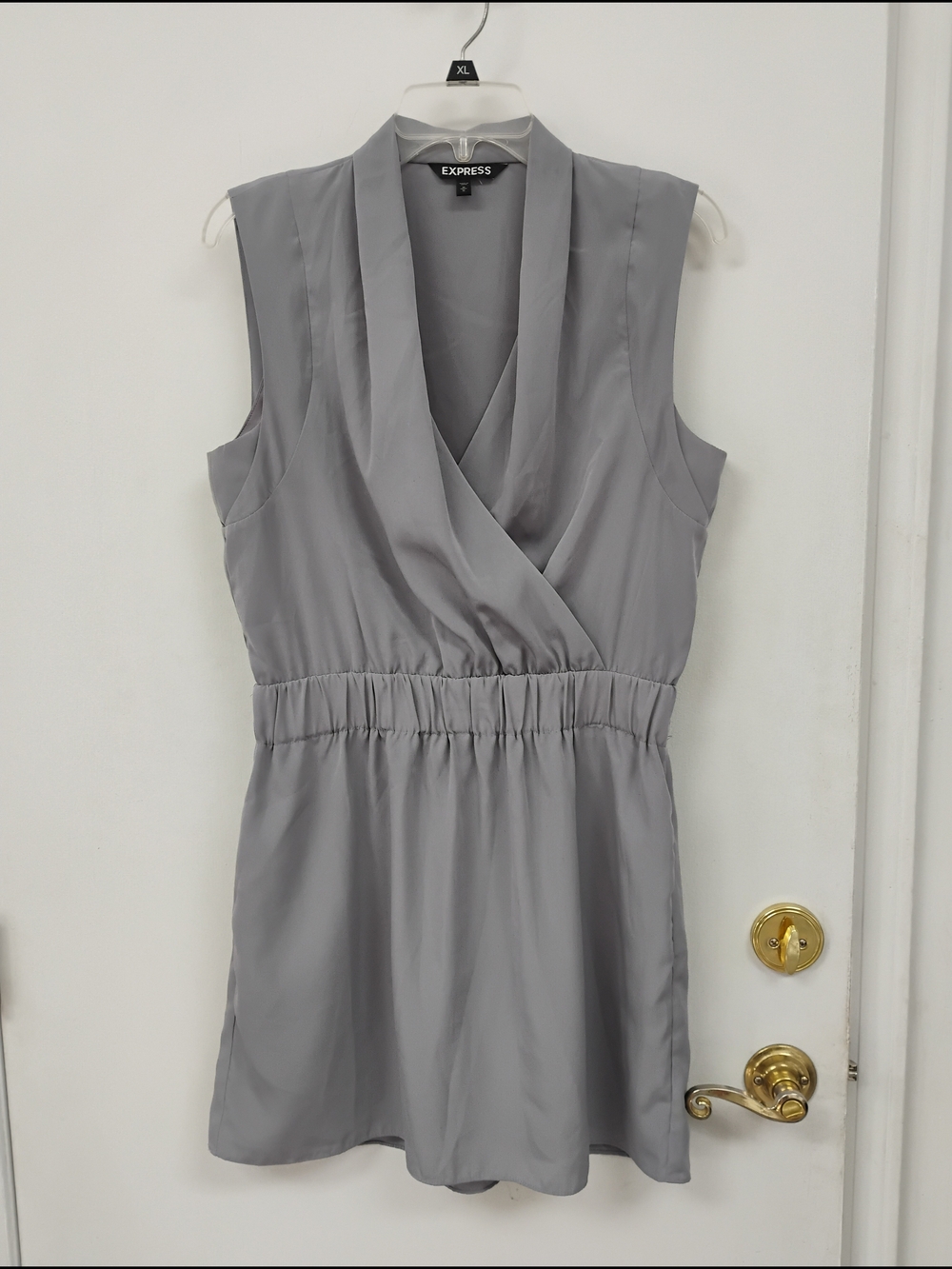 Express Sleeveless Gray Wrap Waist Dress Size M